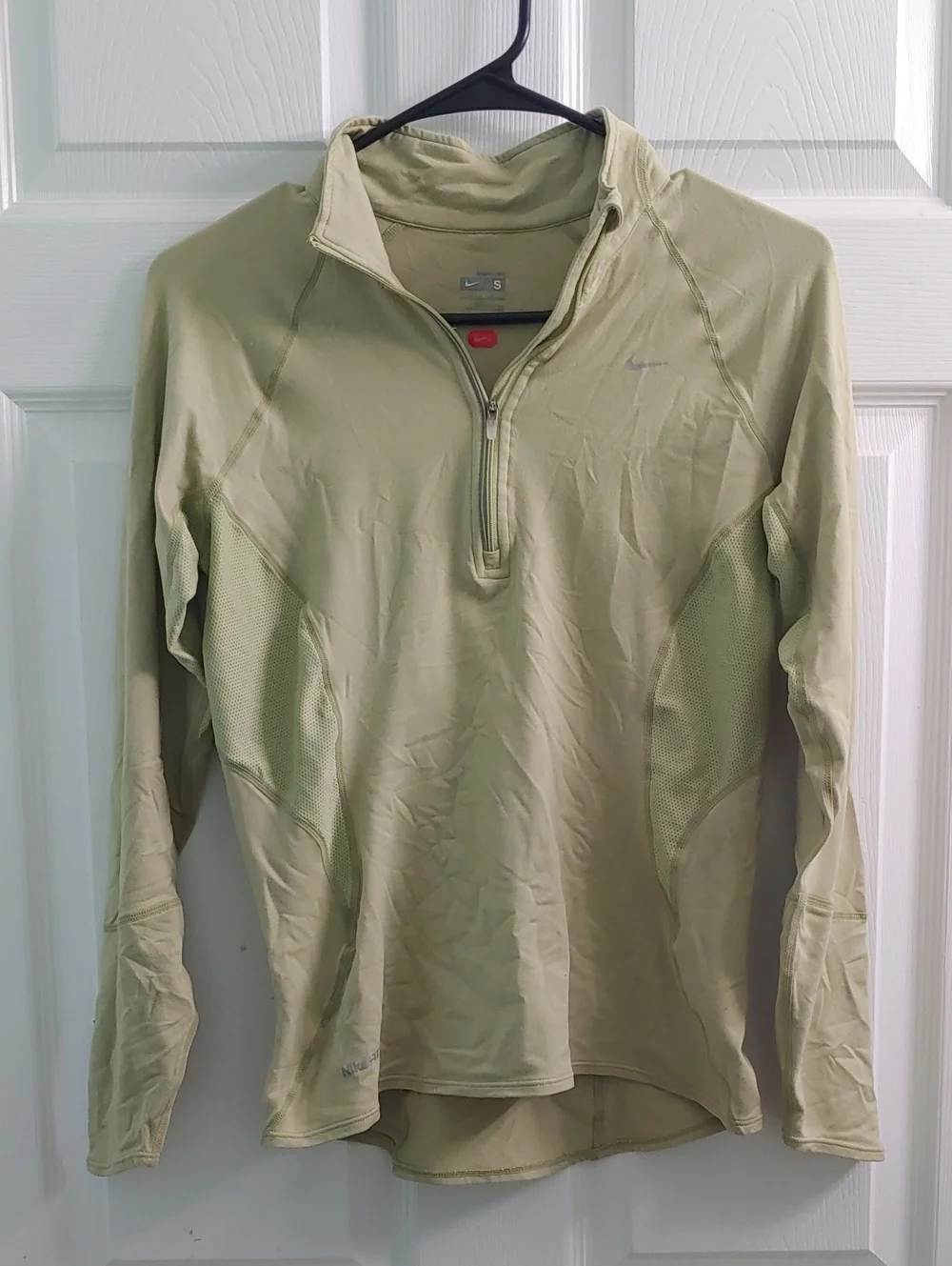 Nike Dry Fit Quarter Zip Pullover Women's Green Long Sleeve Running Shirt Size S